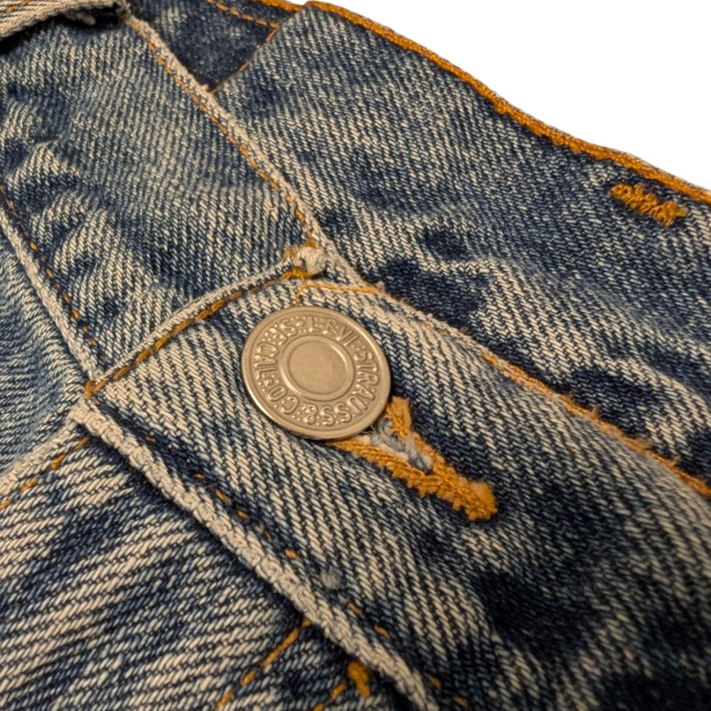 LEVIS Vintage Cotton Shorts Relaxed Longline Baggy High Waist Blue Denim - Picture 7 of 11